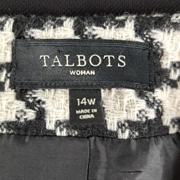Talbots Blazer Suit Jacket Womens 14W Black White Houndstooth Wool Blend Career - Picture 3 of 16